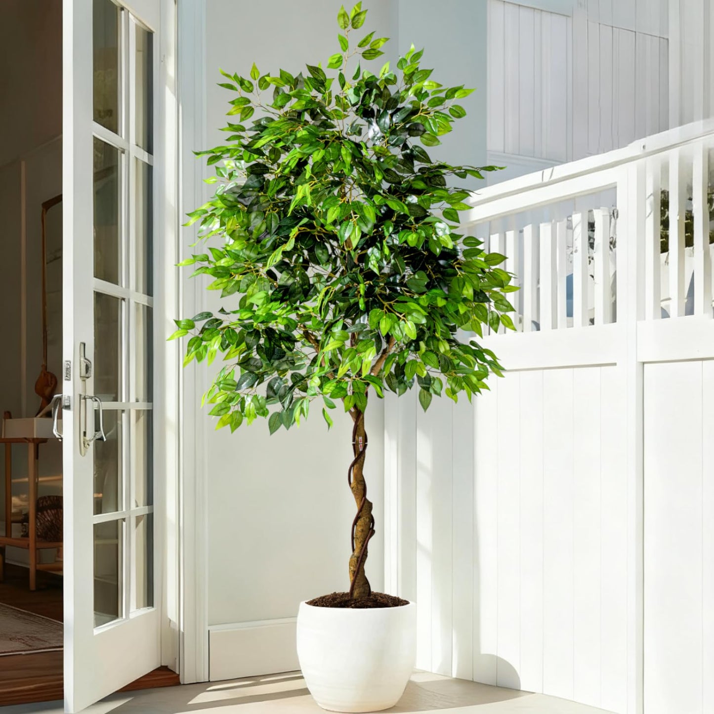 Erimda 7ft Artificial Ficus Tree for Home Decor, Faux Silk Plants Faux Plant Fake Silk Trees with Pot for Indoor House Living Room Office Garden