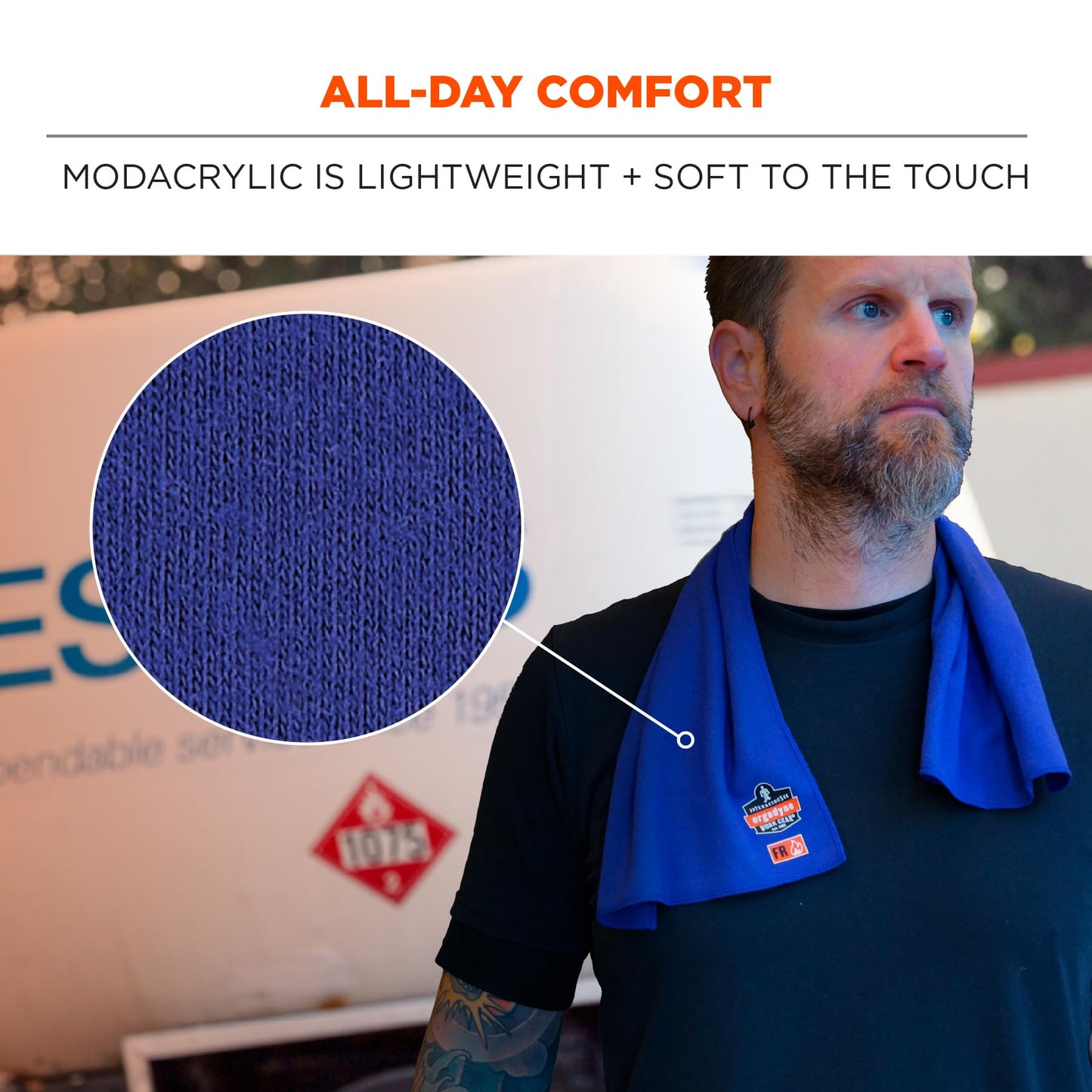 Ergodyne Chill-Its 6606FR Cooling FR Towel, Fire Resistant Modacrylic Knit, Flame Resistant Cooling