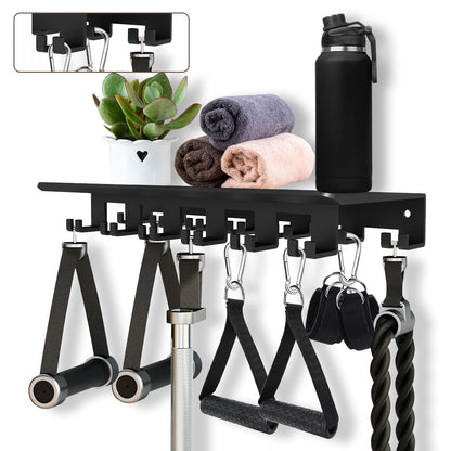 Floating Shelf Organizer Compatible with Tonal Accessories Wall Mount Hanger with Hooks T-Lock Adapters Home Gym Weight wall Storage Equipment Metal Rack Holder Bracket Hanger Black Workout Fitness