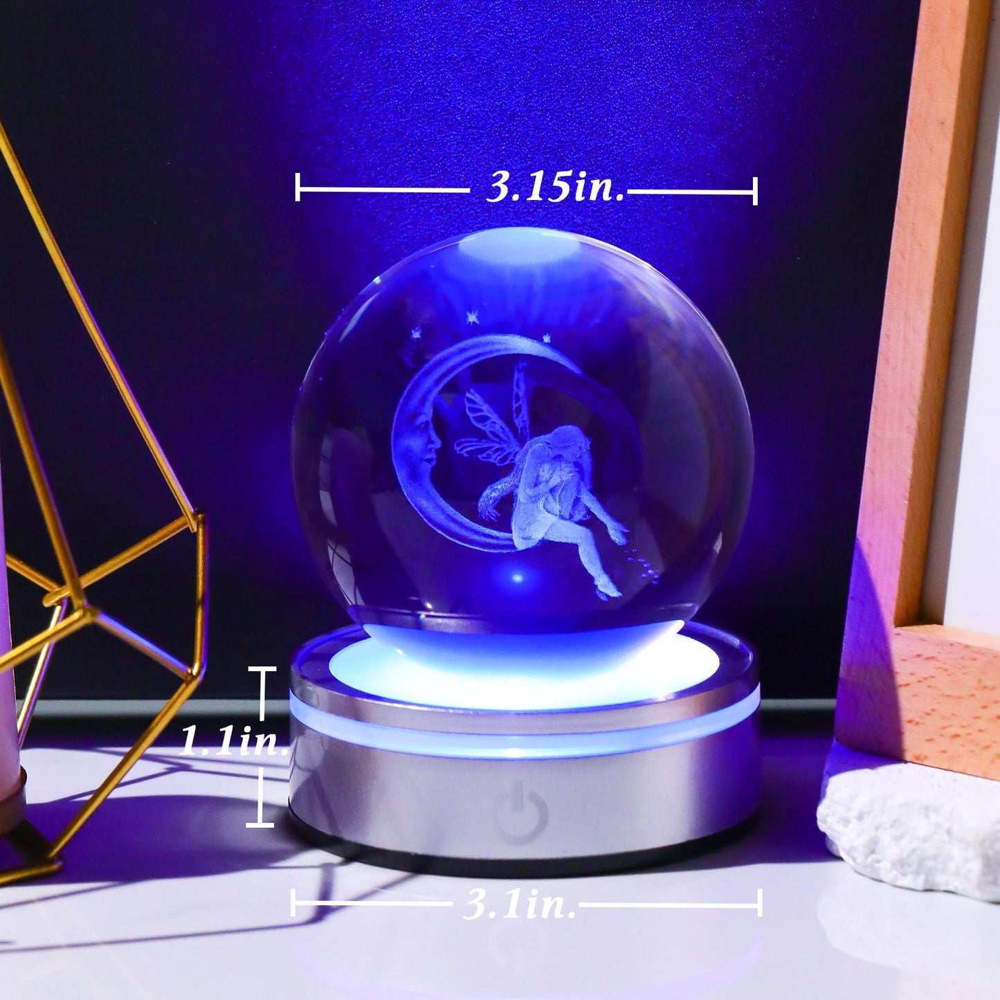 Movdyka 3D Crystal Ball Moon & Fairy Statue Decor Gifts for Women Girls