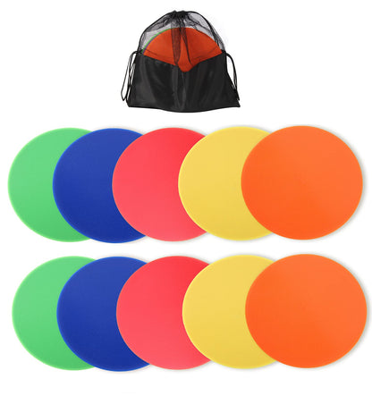 WUSHUANG 10 Inch Poly Vinyl Spot Markers- Non Slip Rubber Agility Markers Flat Field Cones Floor Dots-for Exercise Drills, Sports, Games, Speed Agility Training -10 Pcs