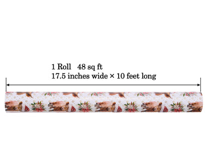 ZINTBIAL Highland Cow Reversible Christmas Wrapping Paper Roll - Gift Wrap with Red & White Stripes on Reverse - Perfect for Holidays, Birthdays, and Halloween - 17.5 in x 33 ft (48 sq. ft)