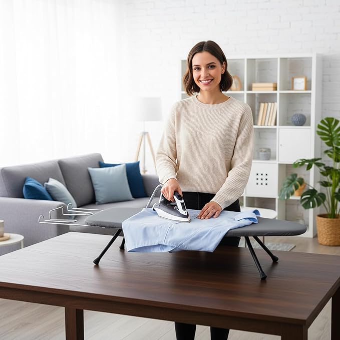 Metal Mesh Panel Tabletop Ironing Board | Foldable Iron Board | Heavy Duty