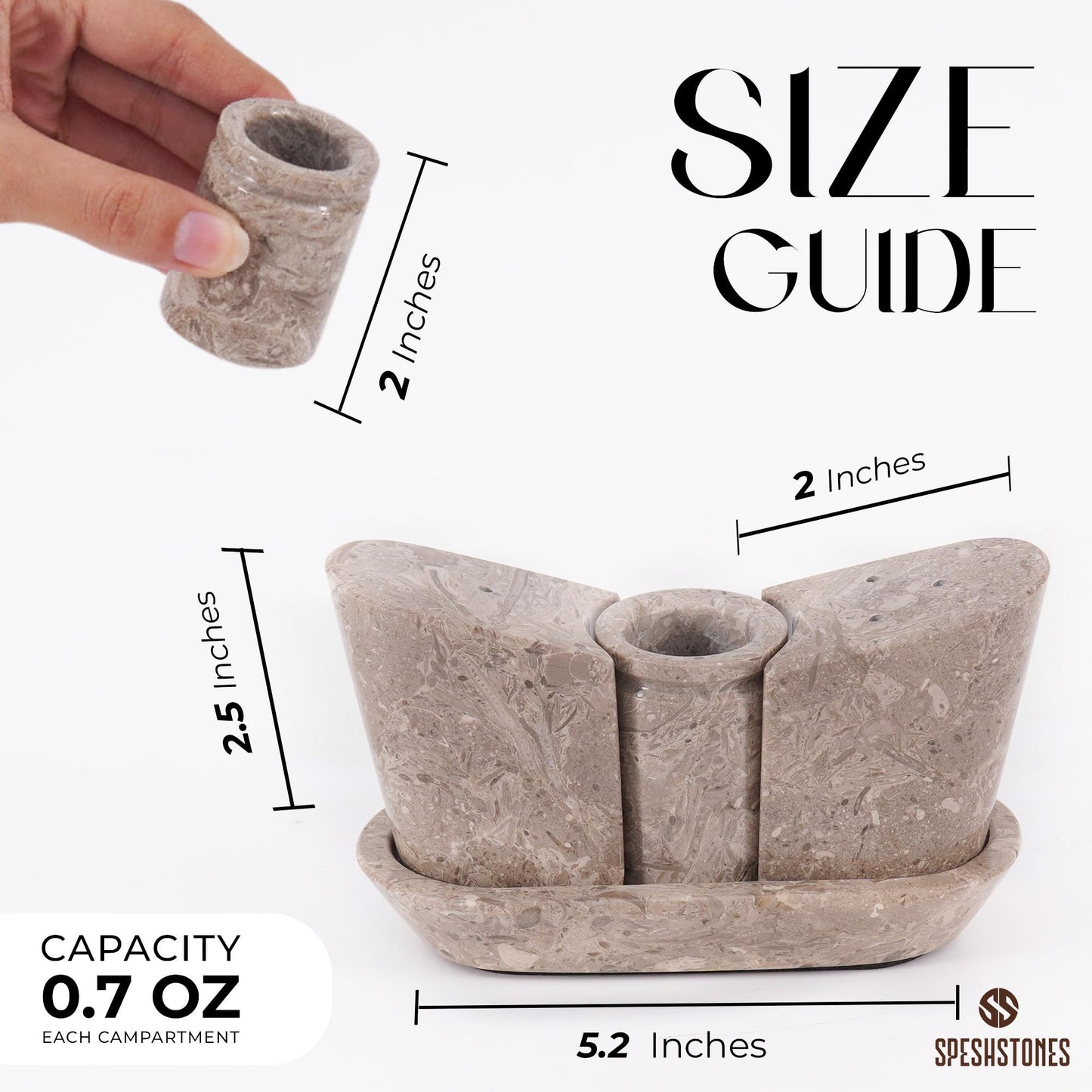 SPESHSTONES Marble Salt and Pepper Shakers 2.5 Inch Handmade Salt and Pepper Containers for Dining Table Décor - Modern Salt Shakers for Kitchen Counter, Seasoings Salt & Spice Shaker Sets