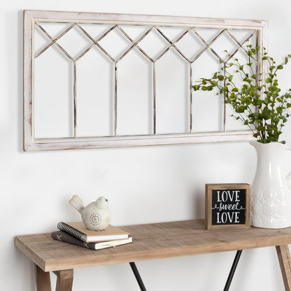 Oakrain Wood Window Frame Wall Art, 39"x 20" Rustic Wall Decor, Farmhouse Window Pane Decor for Wall, Decorative Wall Sculptures for Living Room, Bedroom, Entryway, Hallway, Distressed White