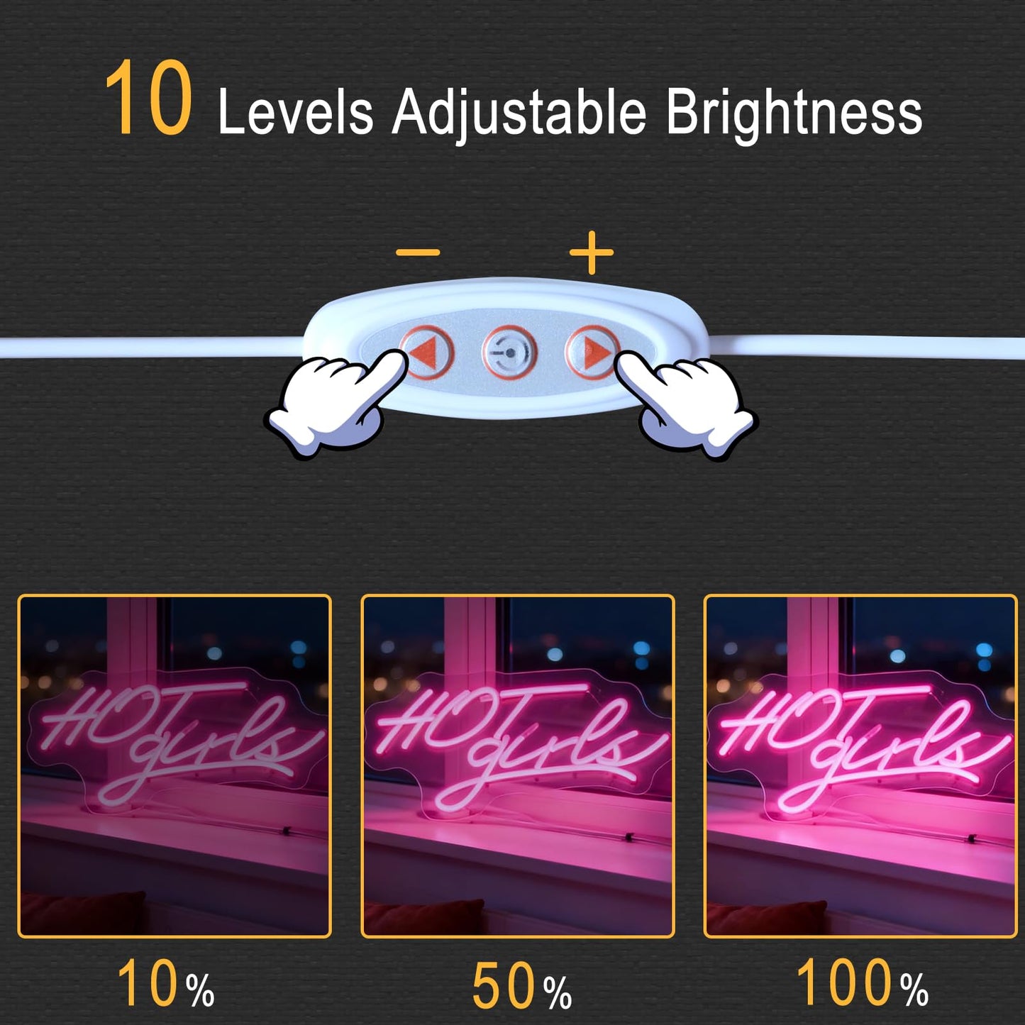 Hot Girls LED Neon Sign - USB Powered Dimmable Neon Light for Bedroom Dorm Living Room Home Decor Party Wall Table Cafe Bar Art Decorations Gift for Teen Girls Young Women 16.1 x 9.1 In