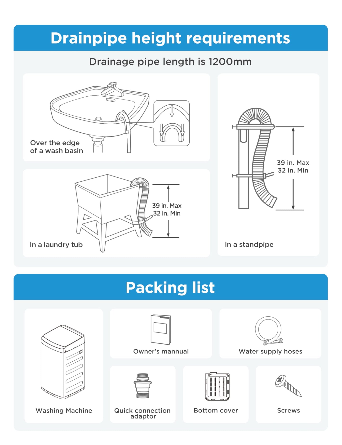 Midea Portable Washing Machine, 0.9 cu. ft with 6 Cycles, Drum Clean, Quick, Stainless Steel Tub, Transparent Lid, LED Display Washing Machine, White
