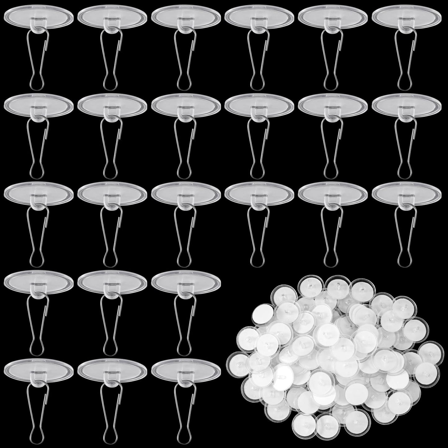 HINZIC 60 Pack Self-Adhesive Ceiling Hooks for Hanging, Heavy Duty No-Drill Ceiling Discs Sticky, Transparent Wall Hanger for Festival Wedding Birthday Party Christmas Balloon Decorations