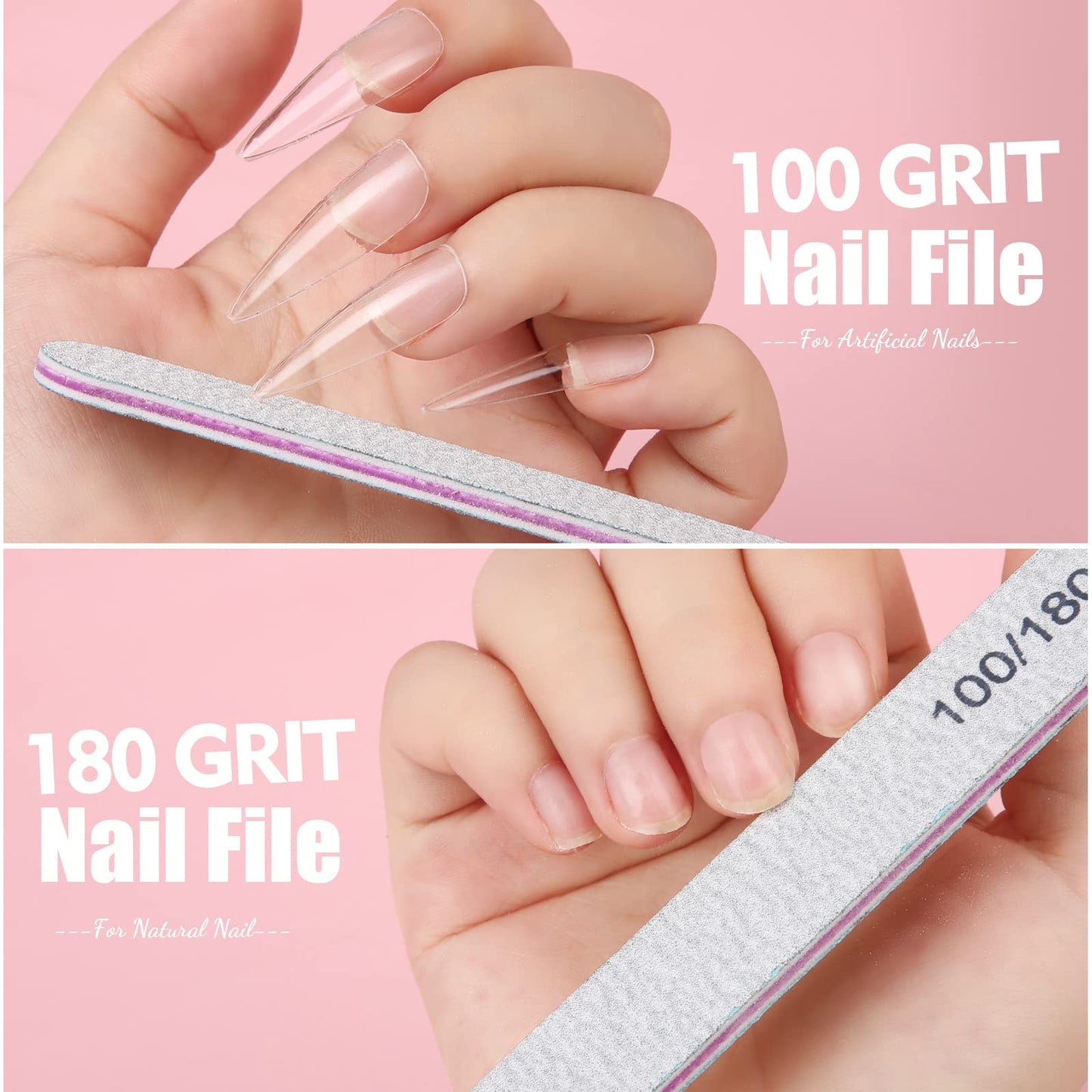 Teenitor Clear Coffin Nail Tips Set, Long Acrylic Nail Kit Full Cover Clear Press On Nails, 600 Pcs Fake Nails with Glue, Acrylic Nail Clipper Files and Buffer Polisher