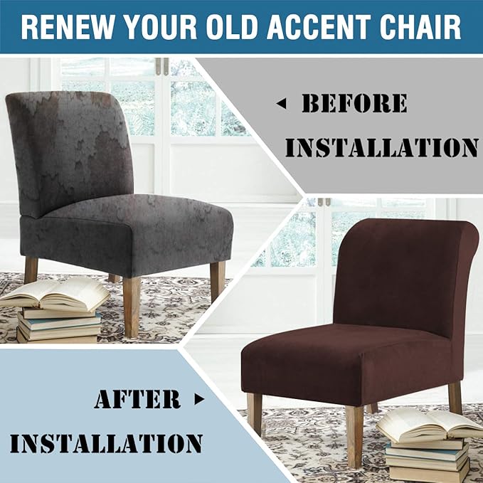 H.VERSAILTEX Armless Accent Chair Covers Thick Velvet Armless Chair Slipcovers