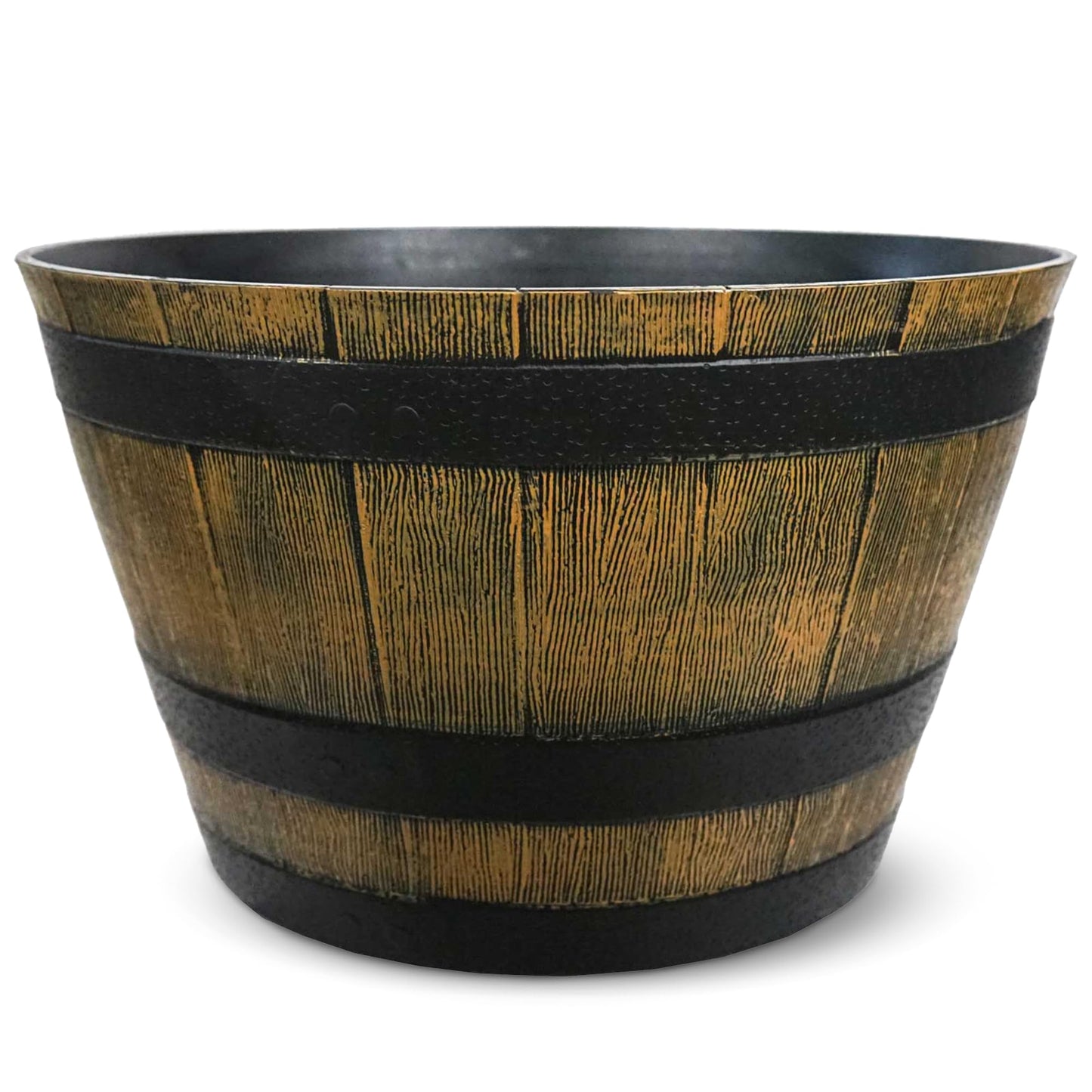 Headwind Whiskey Barrel Planter – 15 Inch New Wood Barrel Planters for Outdoor Plants – Weather-Resistant Flower Pot with Wooden Finish – Decorative Indoor & Outdoor Garden Planter by Robert Allen