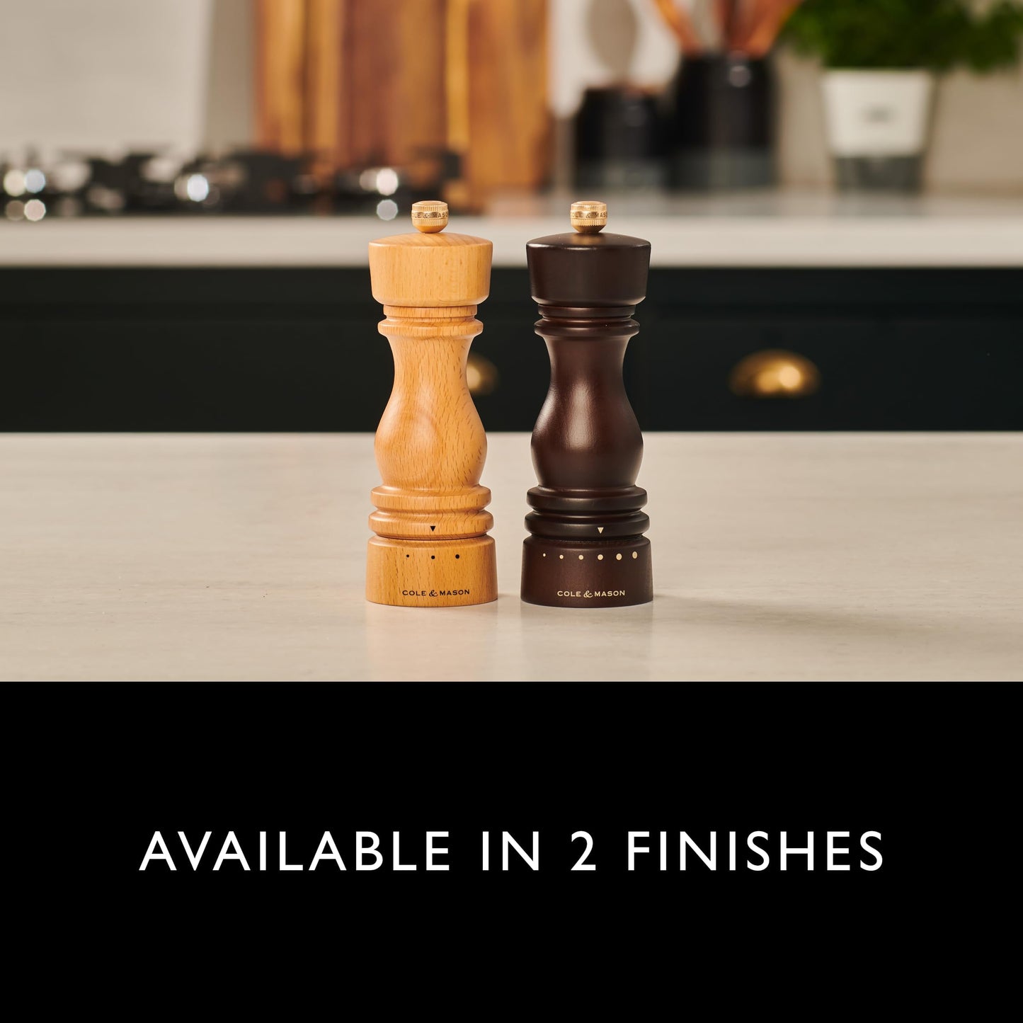 Cole & Mason London Salt and Pepper Mill Gift Set, Grind Select Adjustable Coarseness, Chocolate Wood, 180mm, Refillable Manual Grinder