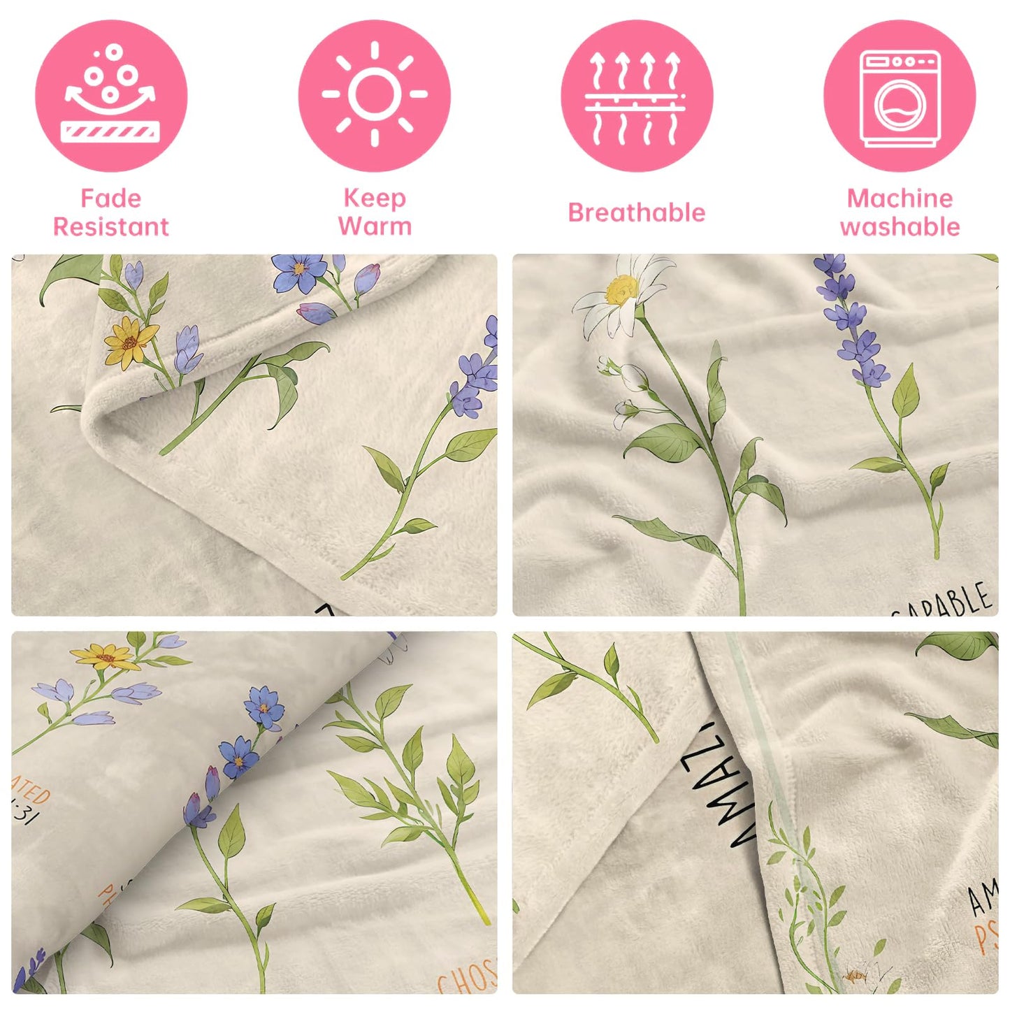 Christian/Inspirational/Religious/Spiritual/Birthday Gifts for Women/Adults, First Holy Communion Gifts for Girls, Soft Throw Blankets for Women 40"x 60"