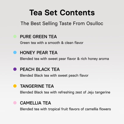 OSULLOC Premium Tea Collection (40 count, 10 flavors x 4 ea), Self Care Sampler Gift Box Variety Pack, Premium Organic Pure & Blended Tea from Jeju