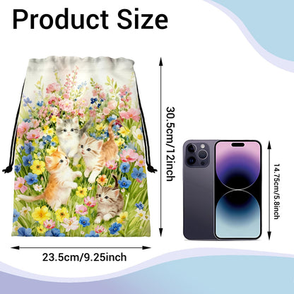 GAIIIIYOU Gymnastics Grip Bag Colorful Flower Cat Small Pouch String Gym Athlete Bag