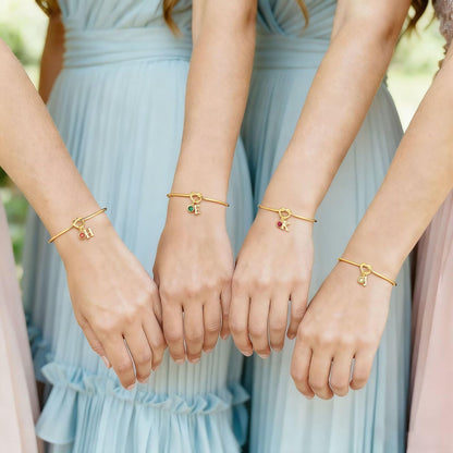 M MOOHAM Birthstone Initial Bracelets for Women - Tie the Knot Bridesmaid Proposal Gifts Initial J April Birthstone Clear CZ Color Bracelets Personalized Birthday Gifts for Women Jewelry