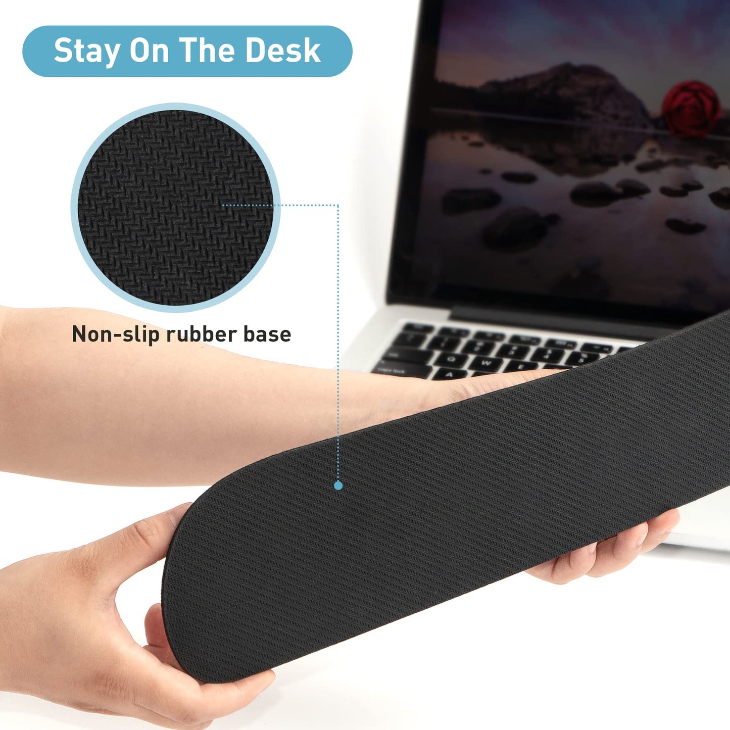 Yolanda Keyboard Wrist Rest Memory Foam, Easy Typing Pain Relief, Keyboard Mouse Pad Set for Computer, Laptop, Home & Office