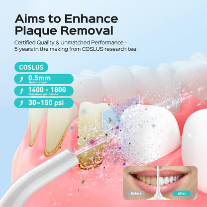 COSLUS Water Dental Flosser Pick for Teeth: 4 Modes Cordless Portable 300ML Larger Tank Water Teeth Cleaner IPX7 Waterproof Flossing Cleaning Picks for Home Travel Black C30(FC5360)