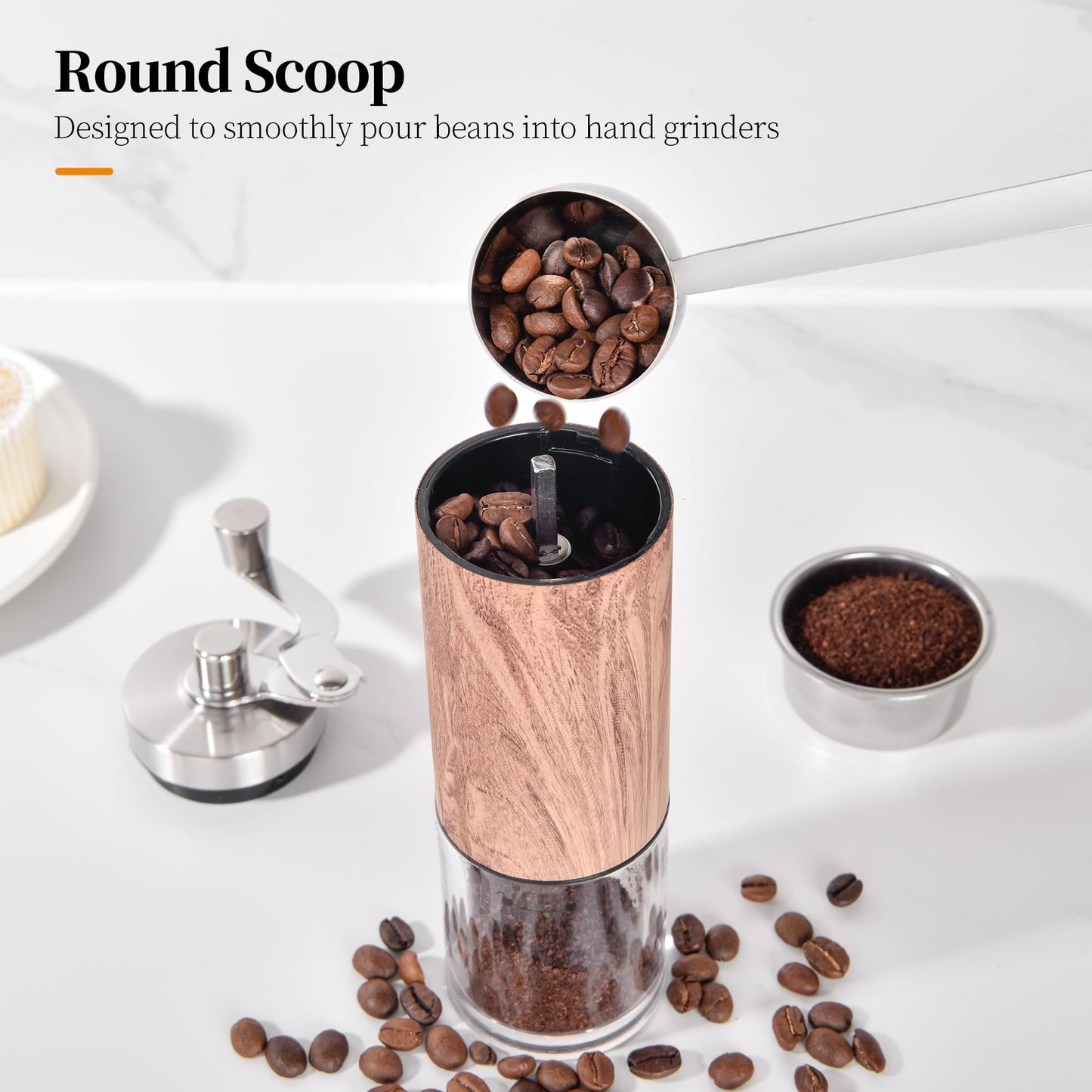 Lilybeam Long Handle Coffee Scoop: 8.6 Inch 18/8 Stainless Steel 2 Tablespoon Metal Measuring Spoon Tbsp Scoop for Coffee Beans, Grounds, Coffee Powder, Tea, Tall Jars (2Tbsp/30ml)