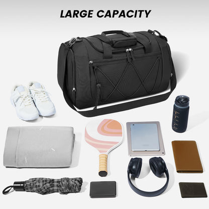 Vorspack Gym Bag for Men - 21 Inches Duffle Bag for Travel Lightweight Duffel Bag with Shoe Compartment Personal Item Travel Bag Weekender Bag for Travel Sports Gym - Black