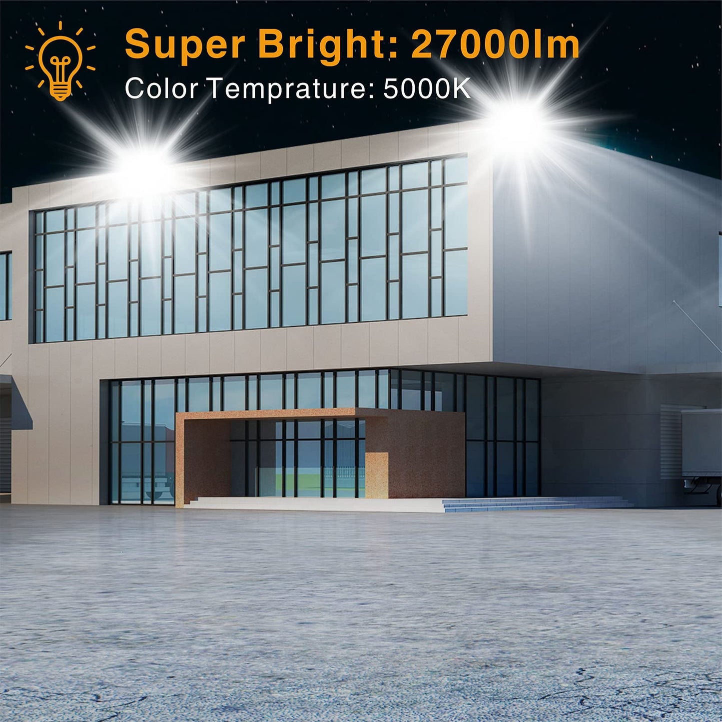 STASUN LED Flood Light Outdoor, 300W 27000lm Outdoor Lighting with 330° Lighting Angle, 5000K, 3 Adjustable Heads, IP66 Waterproof LED Exterior Security Area Lights for Yard, Stadium, Parking Lot