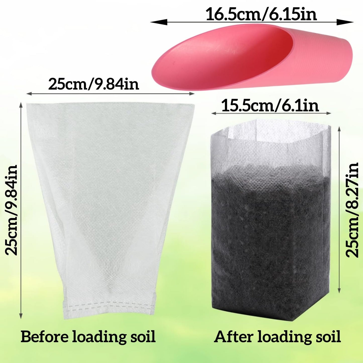 Plant Nursery Grow Bags, Non-Woven Fabric Seedling Starter Pots for Vegetable, Flower, Fruit Saplings, Tree Growing, Home Garden Supply (9.85"x9.85"/Pack of 100)