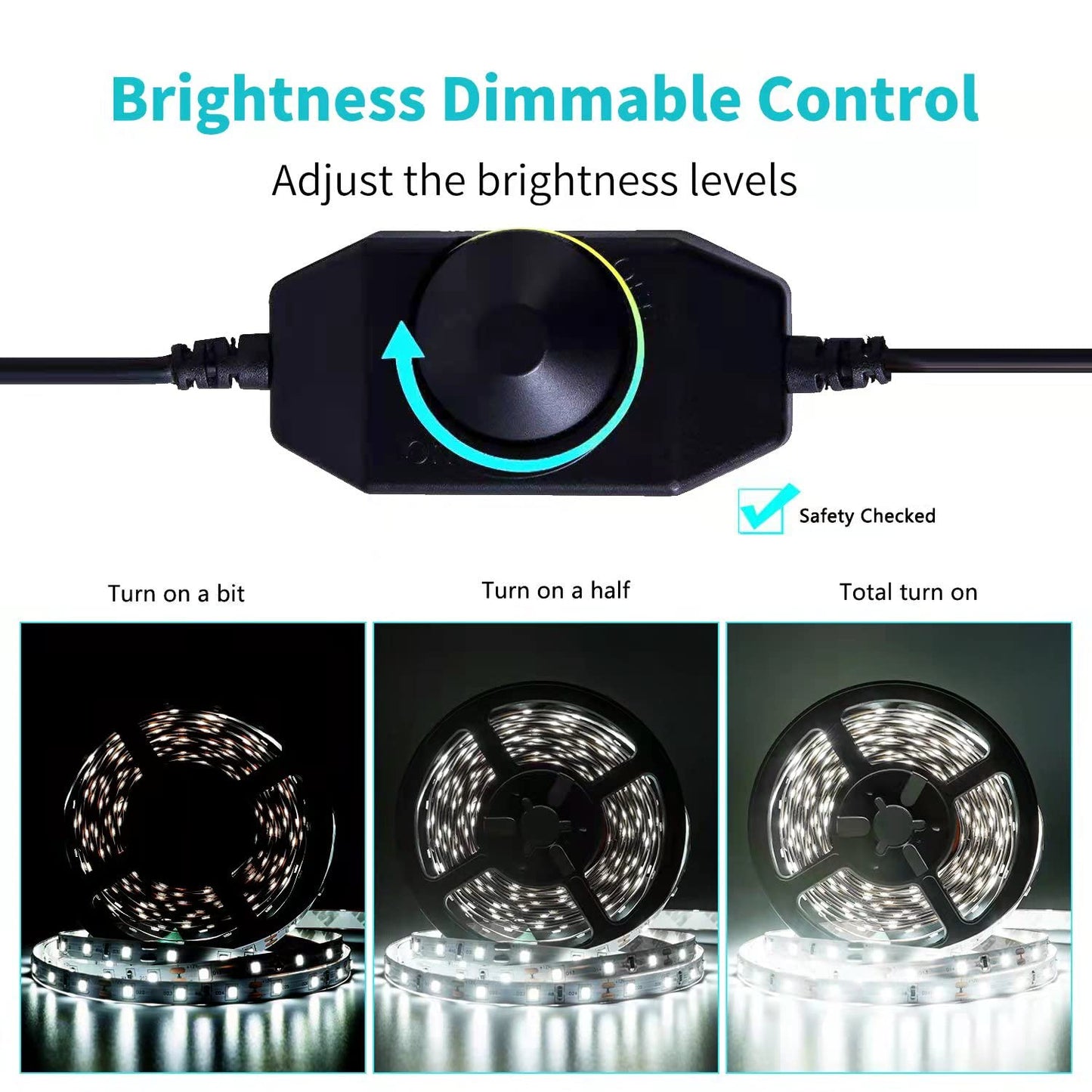 JUNWEN 40ft Daylight White Led Strip Lights, 6000K 12V Dimmable Flexible Led Tape Light, Cuttable Led Lights Strip for Bedroom Christmas, Kitchen, Cabinet, Mirror, Not Waterproof