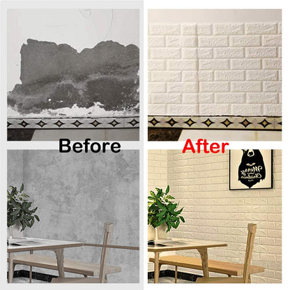 30 Pcs 3D Wall Panels, White Brick Printable 3D Wallpaper Stick and Peel, Self Adhesive Waterproof Foam Faux Brick Paneling for Bedroom, Bathroom, Kitchen, Fireplace (29.06 sq feet Coverage)