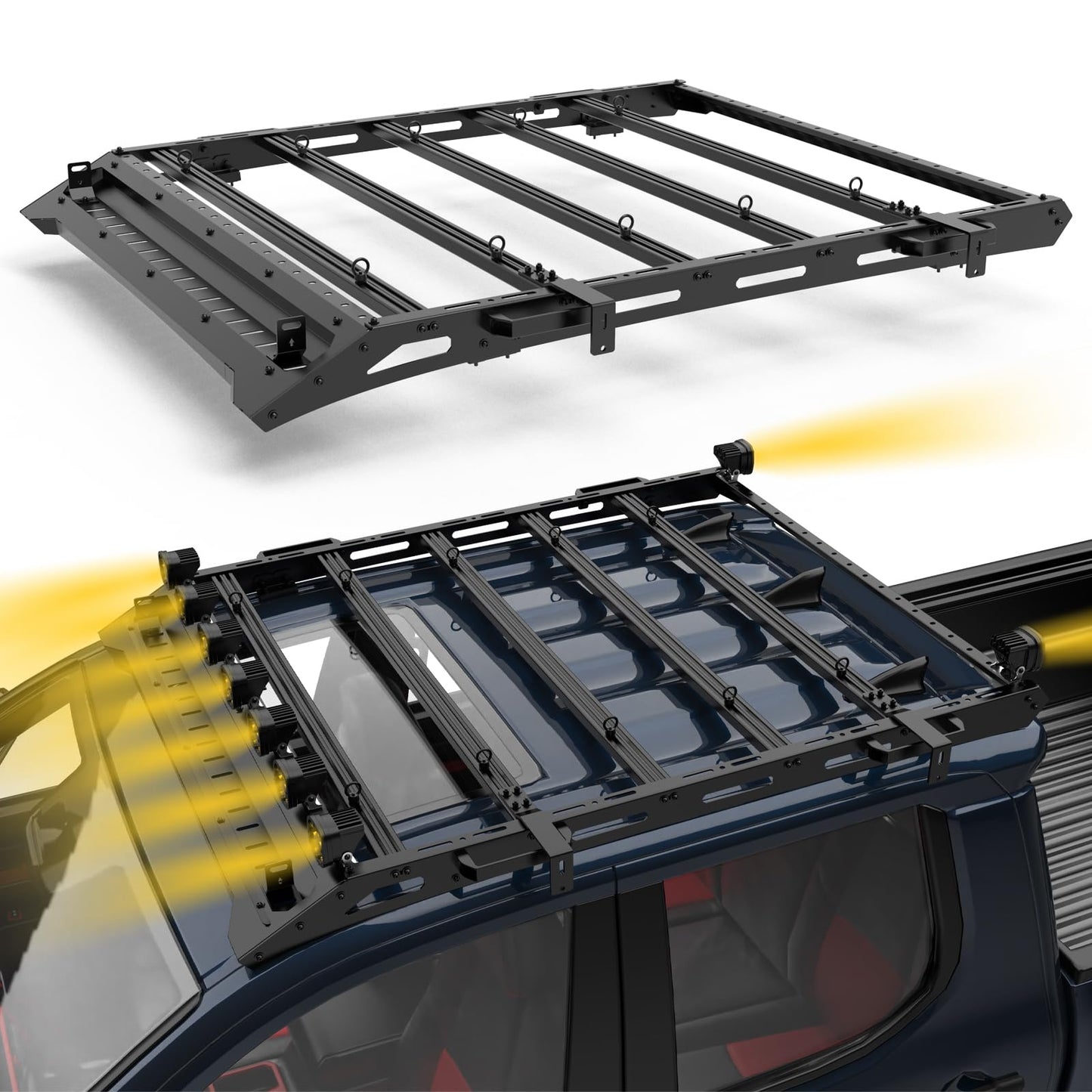 Titan Series Heavy Duty | Roof Rack for 4th Generation Compatible with only 2024, 2025, 2026 Tacoma/TRD Pro Version Double Cab 4 Door Pickup | with Handle/Side Awning Stand | No Drilling Installation