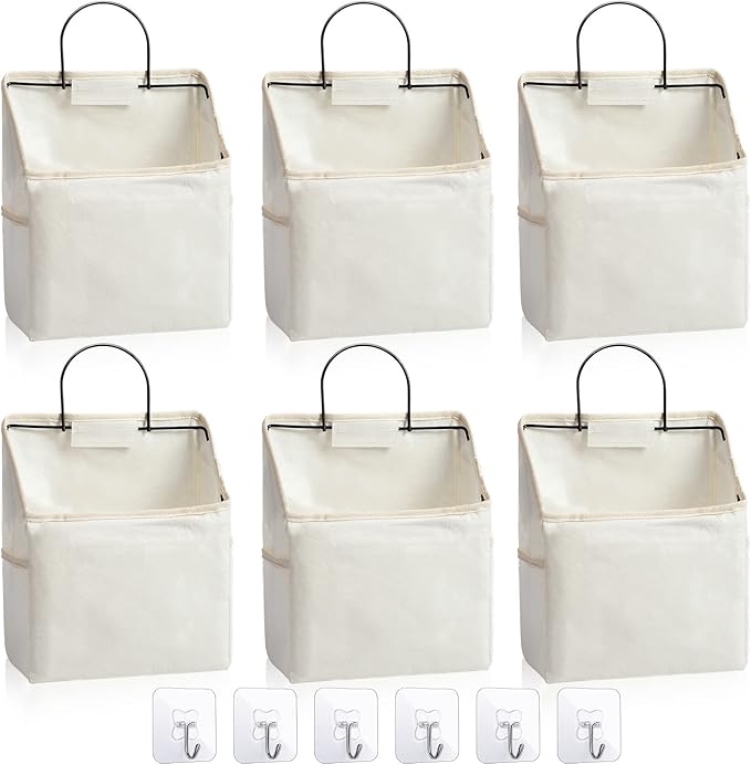 Chumia 6 Pack Wall Hanging Storage Basket Bathroom Closet Hanging Storage Bag