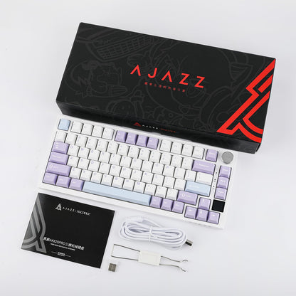 EPOMAKER Ajazz AK820 Pro 75% Wireless Mechanical Keyboard with TFT Smart Display&Knob, Gasket-Mounted Gaming Keyboard, Bluetooth/2.4GHz/USB-C Wired (Purple, Gift Switch)