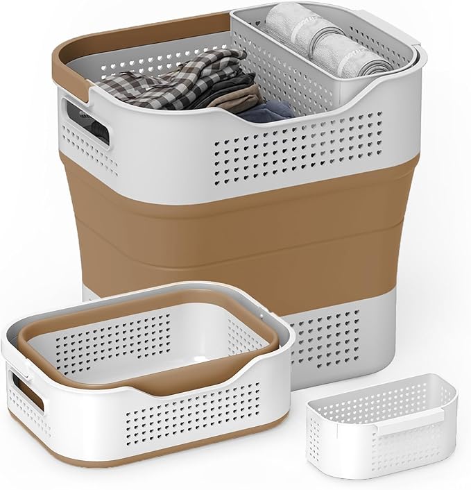 TECHMILLY Collapsible Plastic Laundry Basket Hamper
