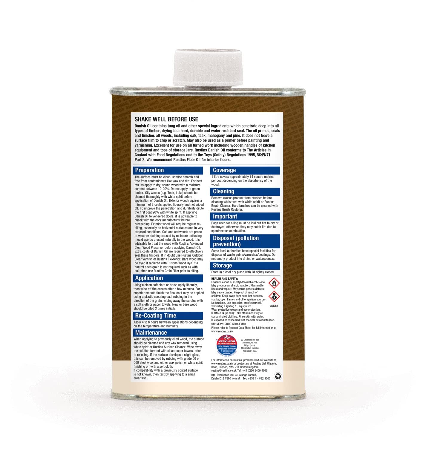 Rustins Danish Oil 250ml - Rich, Natural Glow - Enhances Wood Grain Beautifully, Professional-Grade Finish, Easy DIY Application