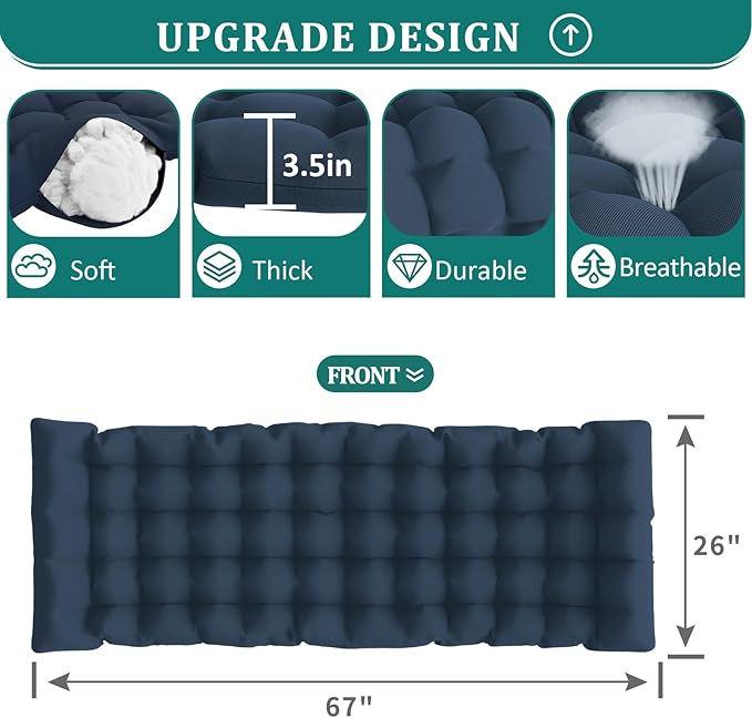 UDPATIO Oversized Zero Gravity Chair Set of 2, 33In XXL Patio Reclining Chair with Cushion, Outdoor Folding Recliner with Pillows|Cup Holder|Foot Rest|Padded Headrest, Navy Blue, Support 500LB