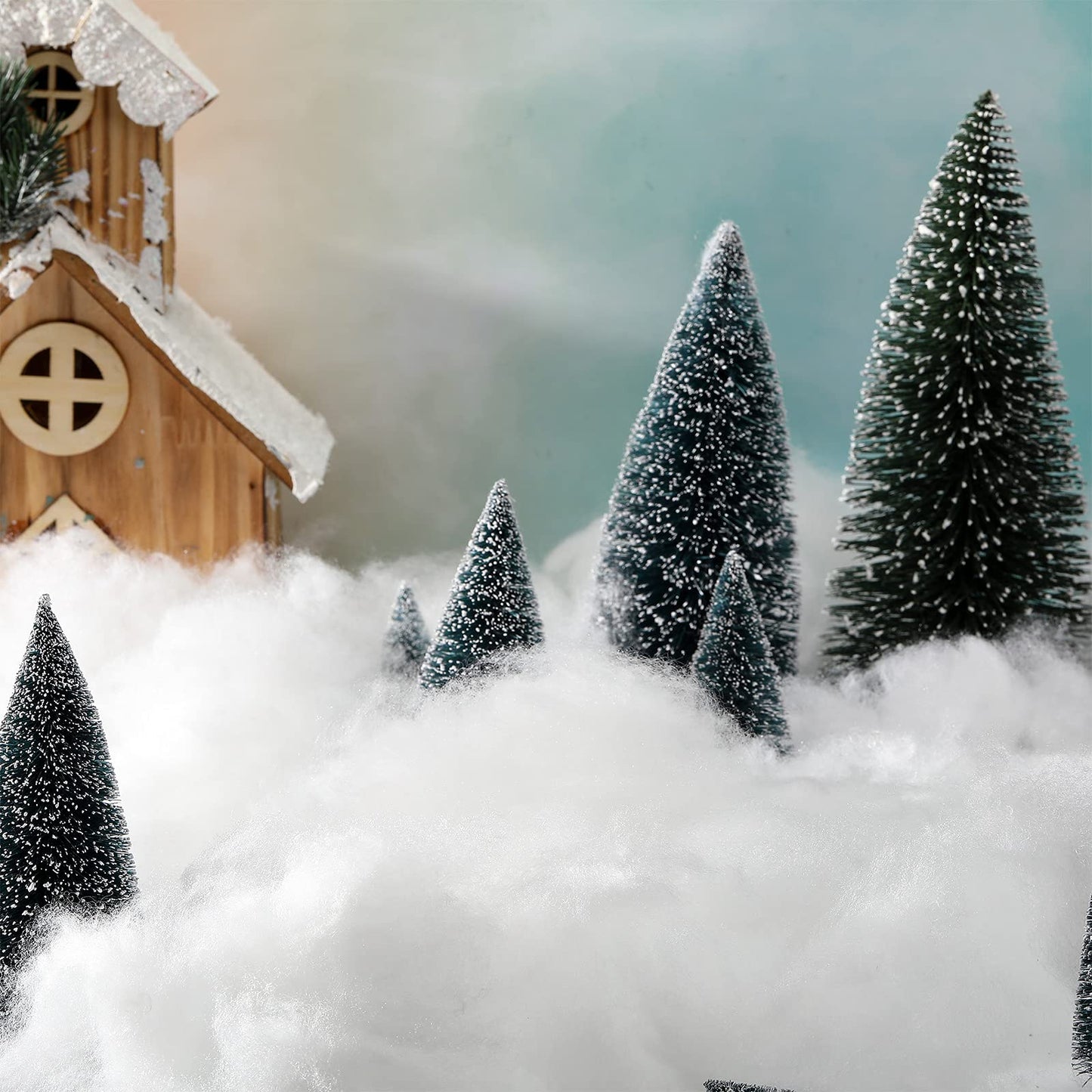Tatuo 7 oz Fake Snow 200 g Per Bag Artificial Fake Cotton Christmas White Cloud Faux Fluffy Snow Indoor Soft for Winter Christmas Tree Mantle Village Nativity Scene