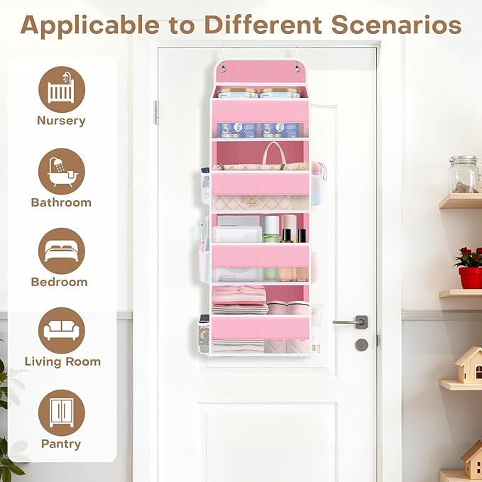 SpaceWhisper Over the Door Organizer, 4 Large Pocket Hanging Storage Organizer