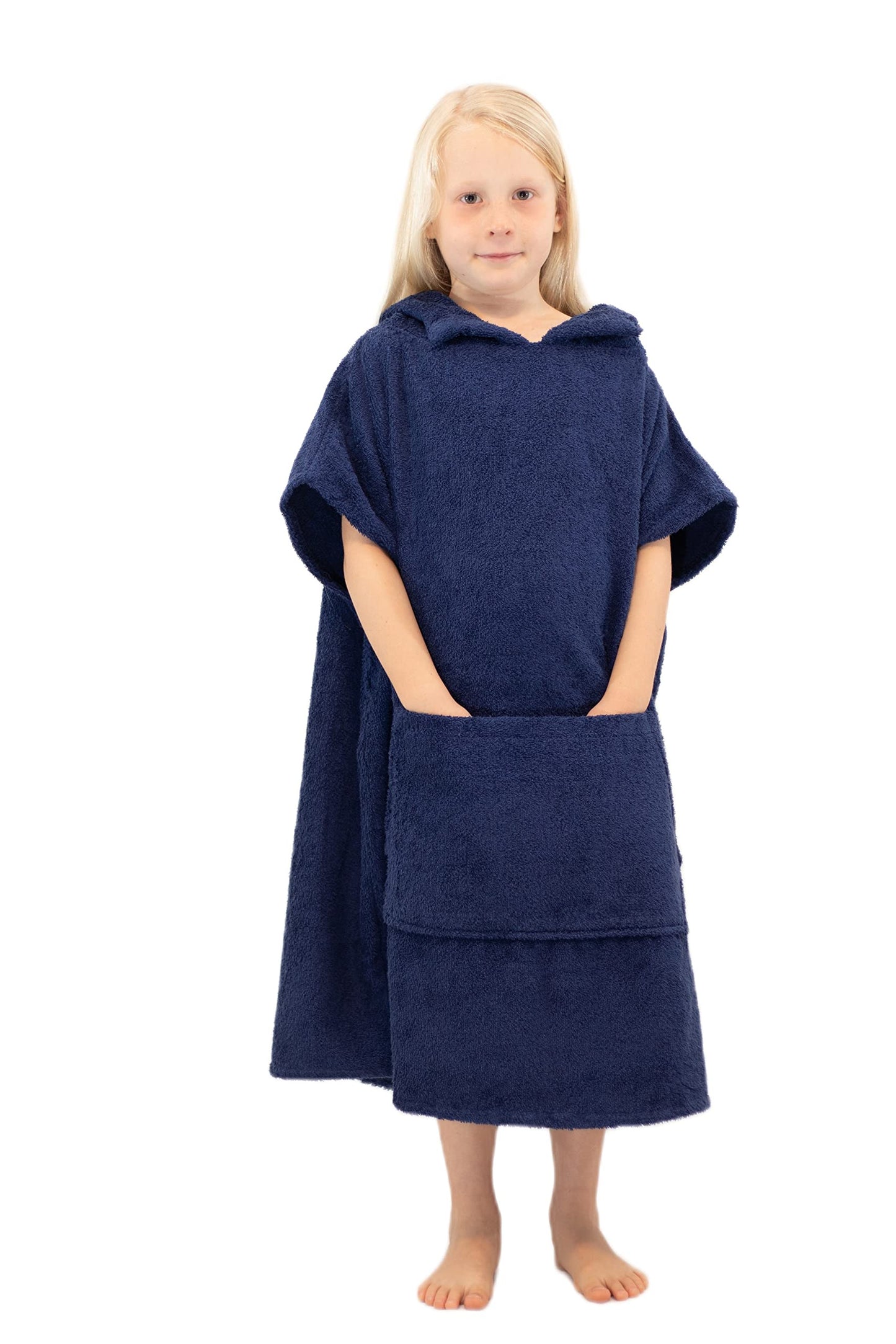 ALLEN & MATE 100% COTTON Kids Hooded Towel Poncho - 380 GSM, Safety Certified | Oversized Changing Robe for Boys & Girls