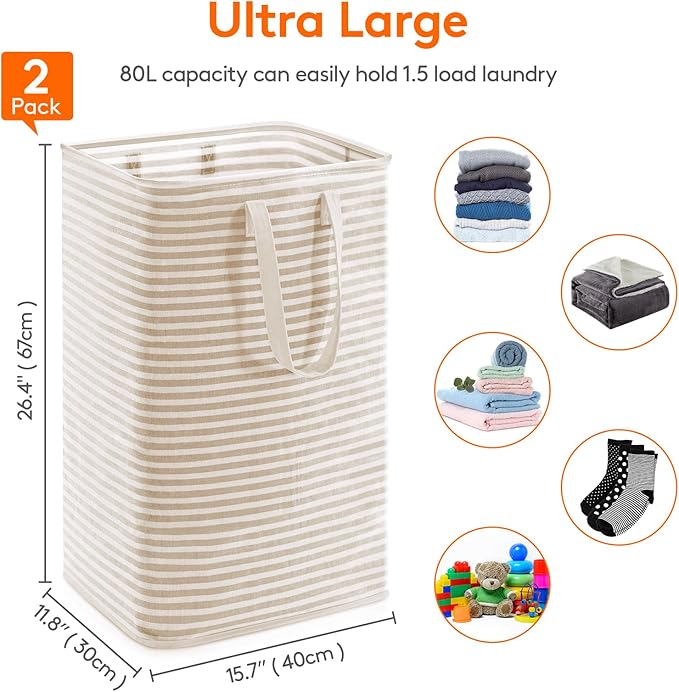 Lifewit 2 Pack Laundry Hamper Large Collapsible Laundry Baskets, Freestanding
