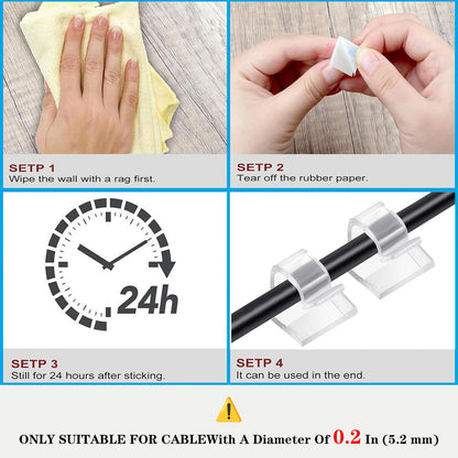 SZFUDIGO Cable Clips，50PCS Electrical Cord Management Adhesive Cable Wire Clip Wire Clips Wall，Used for Cars, Offices, and Homes Cable Clips Cord Organizer (Transparent)