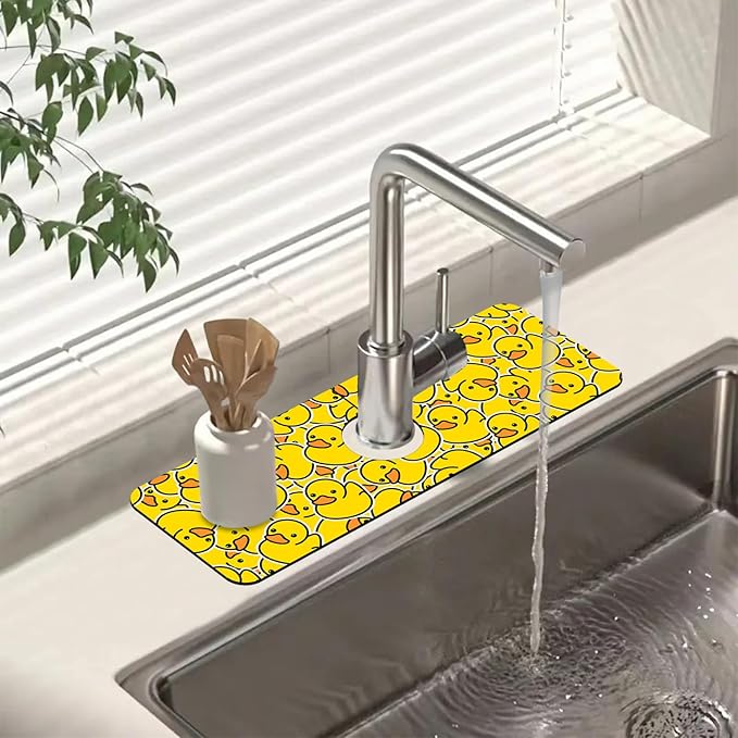 Sink Splash Guard Faucet Mat Rubber Ducky Absorbent Fast Drying Mat Sink