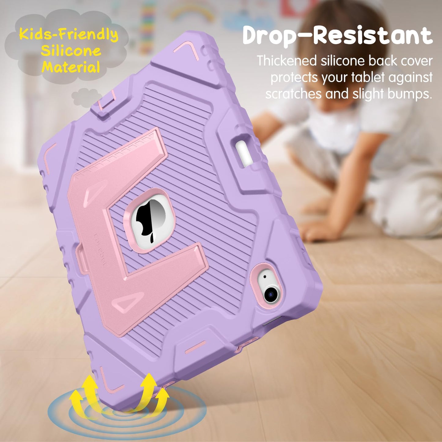 FINTIE Kids Case for iPad (A16) 11th Generation 11 Inch (2025), iPad 10th Generation 10.9 Inch (2022), Fully-Body Rugged Heavy Duty Shockproof Kiddie Case Built-in Stand for Boys & Girls, Purple