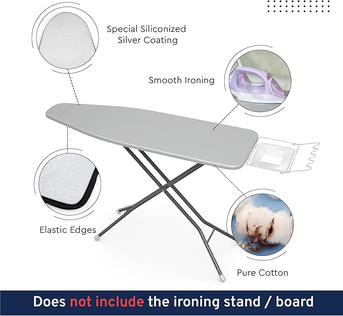 Encasa XO Ironing Board Cover And Pad 42"x14" - 4mm Felt & 2mm foam Metallized