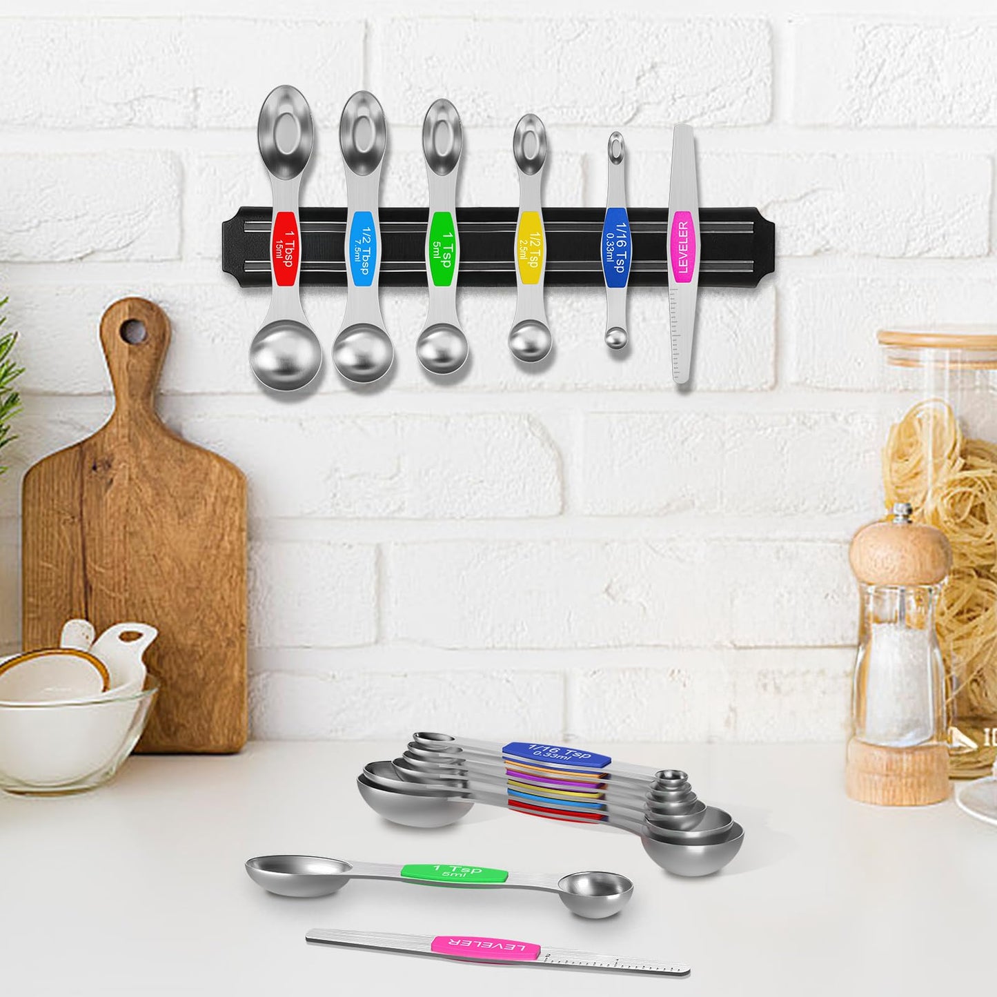Wildone Stainless Steel Magnetic Measuring Spoons with Strong Magnets, 14pc
