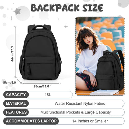 HYC00 Laptop Backpack for Women School Backpack Lightweight School Bags for Teen Girls Travel Work Rucksack Bag for Women College Bookbag 15.6 Inch Laptop Rucksack Casual Daypack Work Bag,Black