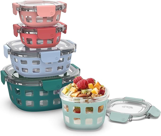 Ello Duraglass Mixed Meal Prep Sets Leak-Proof Glass Food Storage Containers