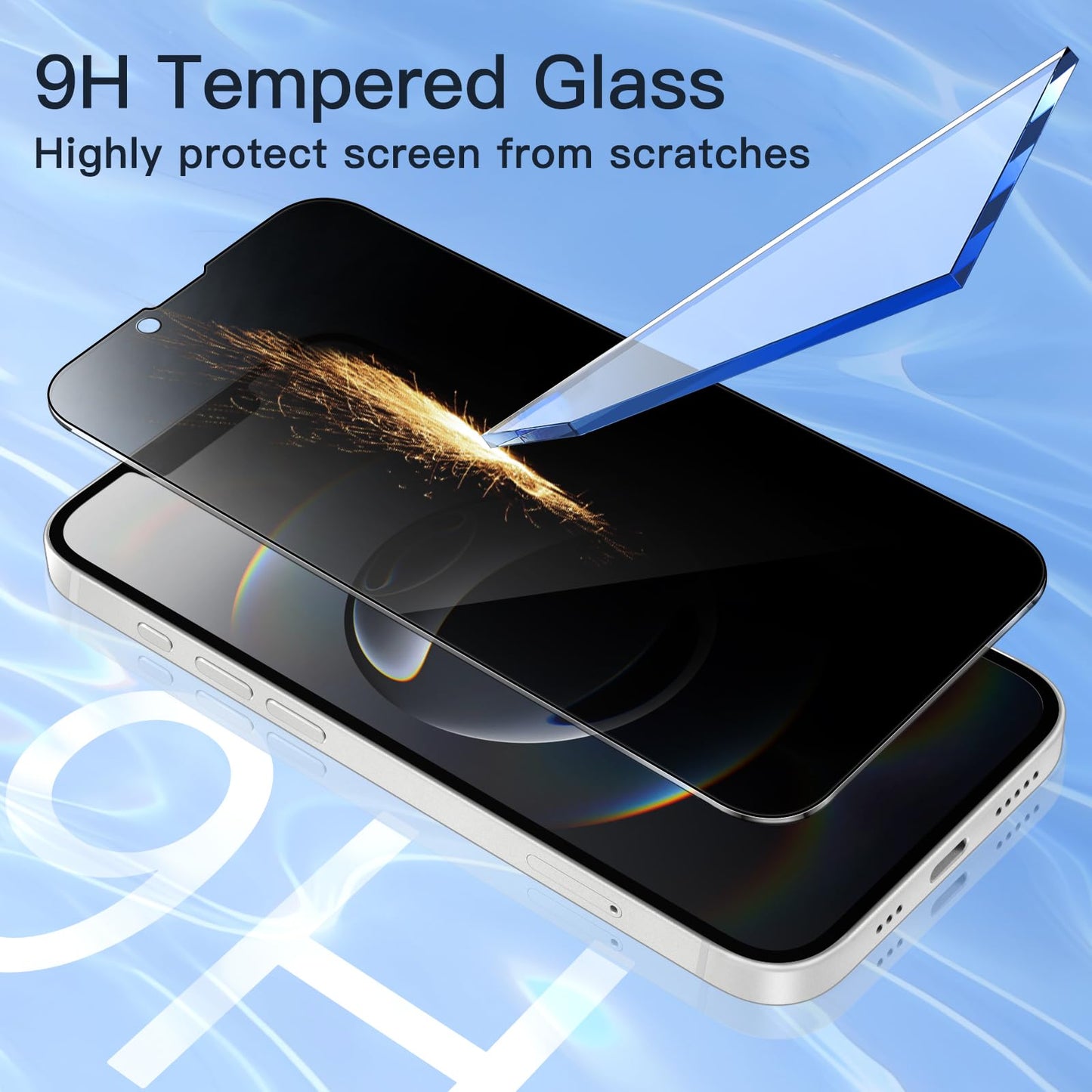 JETech Privacy Full Coverage Screen Protector for iPhone 16e 2025, iPhone 13/13 Pro 6.1-Inch, Anti-Spy Tempered Glass Film, Edge to Edge Protection Case-Friendly, 2-Pack