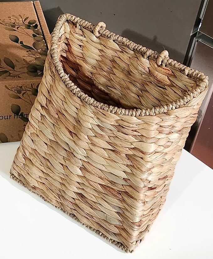 Boho Woven Wall Hanging Basket – Water Hyacinth Flat Back Basket