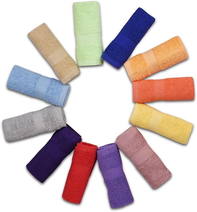 ZUPERIA 100% Cotton Bath Wash Cloths 24 Pack