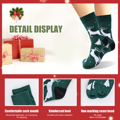 Moonlight Manor 6 Pairs Christmas Socks for Women,Xmas Crew Socks Holiday Gift Novelty Socks US Size 6-13