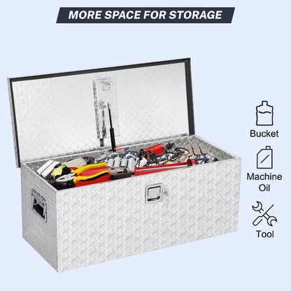 IDEALHOUSE Heavy Duty Aluminum Truck Bed Tool Box, Diamond Plate, 30x15x15 in - Lockable, Waterproof Storage Chest with Side Handle, for Pickup, RV, Trailer, Underbody - Star Diamond Design